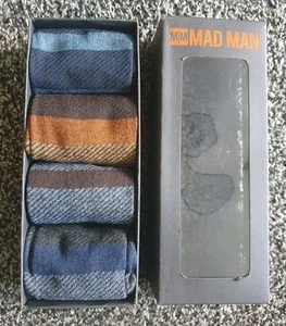 Mad Man 4 x Pairs Mens Socks Size 10-13 Boxed NEW - Picture 1 of 4