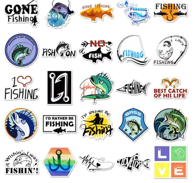 наклейки рыболовные наклейки ассортимент из 50 наклеек - Изображение 1 из 4