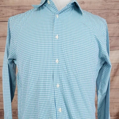 Camisa Nordstrom Para Hombres 15.5 34-35 Azul Verde Cuadros Ajuste Smartcare Algodón Foto 1 de 4