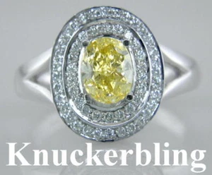 Diamond Ring GIA Certified 1.90ct Natural Fancy Intense Yellow 18ct White Gold - Picture 1 of 1