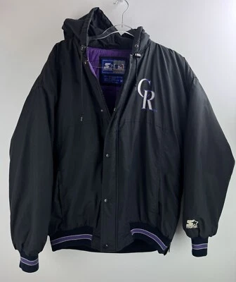 Jaqueta Starter Vintage Anos 90 Colorado Rockies MLB Preta Tamanho M Masculina RARA - Imagem 1 de 4