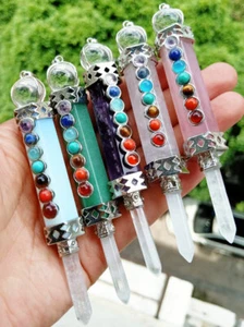 5pcs Amethyst Rock Quartz Vary Stone Pendants Chakra Energy Reiki Healing Amulet - Picture 1 of 1
