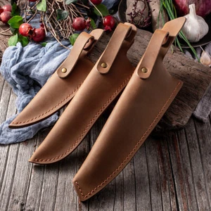 Portable Retro Cowhide Leather Straight Knife Sheath Pouch Cover For Fixed Blade - Picture 1 of 15