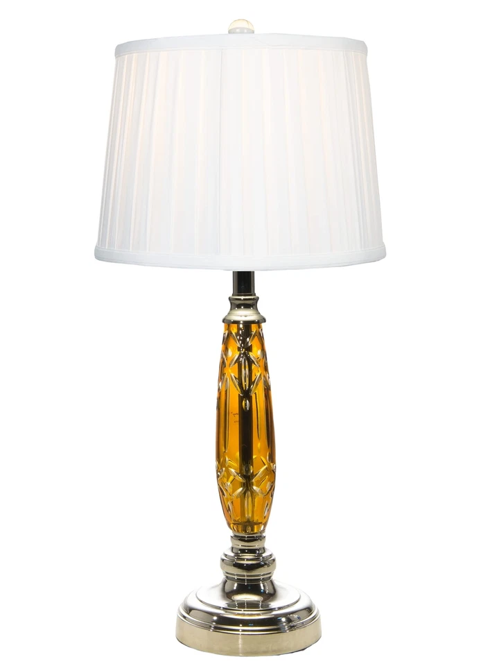 Dale Tiffany GT21189 Glossy Amber 24% Lead Crystal Table Lamp, Polished Chrom... - Image 1 of 3