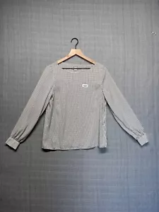 H&M Women's Blouse White/Black Long Sleeve Scoop Neck Pullover Size S - Picture 1 of 9