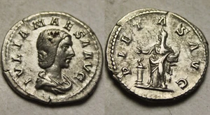 JULIA MAESA Elagbalus Grandmother Rare ancient silver denarius Roman Coin Pietas - Picture 1 of 4