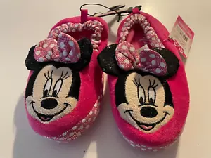 Minnie Mouse NWT Girls XL 11 12 Pink Slippers w/ Glitter Bow - Picture 1 of 4