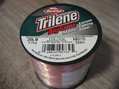 Berkley Trilene Big Game 单色钓鱼线 20 磅 650 码粉色珊瑚色 — 第 1/4 张图片