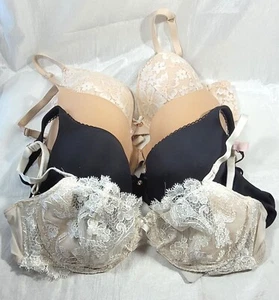 LOT: 4 Victoria Secret Bras - 3 Push-up Underwire, 1 Lace Non-padded - Sz 34D - Picture 1 of 9