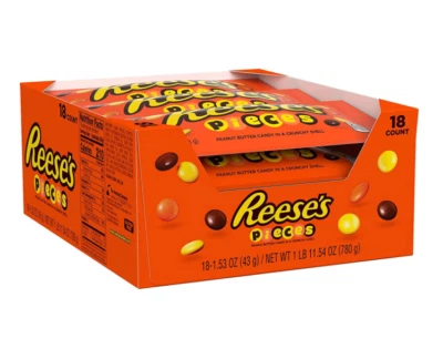 Caramelo de mantequilla de maní REESE'S piezas, 1,5 onzas (paquete de 18) Foto 1 de 3