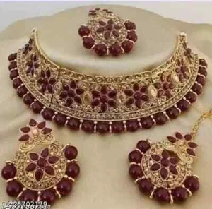 Indian Bollywood Gold Plated Kundan Choker Bridal Necklace Earrings Jewelry Set - Picture 1 of 6