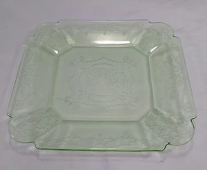 Lorain Green Depression Glass Square Luncheon Plate 8.75" Indiana Glass Company - Picture 1 of 13