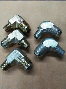 (Lot of 5) 2501-08-04 Hydraulic Fitting 90° Elbow Male 1/2" JIC to Male 1/4" NPT - Picture 1 of 1
