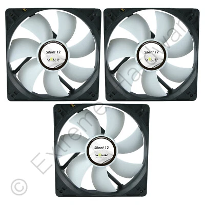 3 x Pack Gelid Solutions Silent 12 120mm Case Fans 1000 RPM 37 CFM 3-Pin - Image 1 of 4