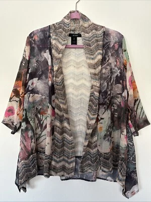 Suéter Ali Miles Mujer Pequeño Mediano Crochet Transparente Colorido Boho Cárdigan Foto 1 de 4