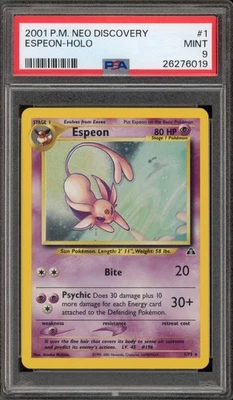 Pokemon Espeon Neo Discovery Unlimited Holo Rare #1 PSA 9 Mint - Image 1 of 2