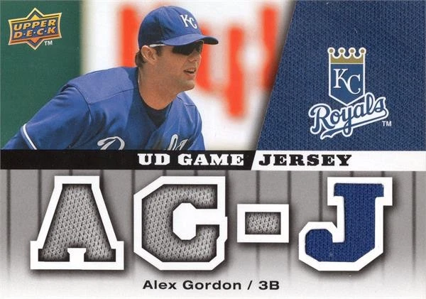 Alex Gordon player worn jersey patch baseball card Royals 2009 Upper Deck #GJGO - Image 1 of 1