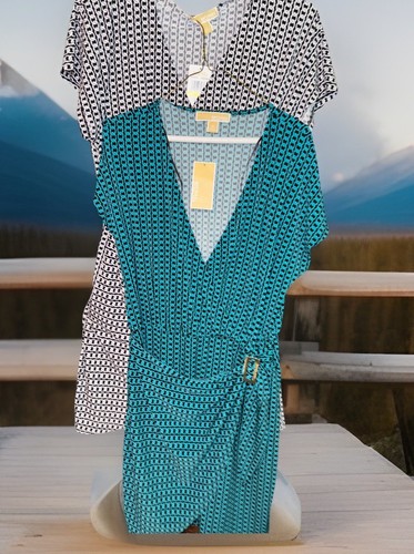 Abito smanicato donna Michael Kors nero bianco o turchese nuovo con etichette M Ret.125.00