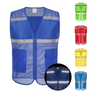 Mens Vest Sleeveless Mesh Vest Sleeveless Visibility Waistcoat Waistcoat Jacket - Picture 1 of 16