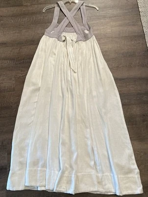 Maxi Vestido Free People Para Mujer Suavemente Estructurado Blanco Algodón/Lino Bolsillos Foto 1 de 4