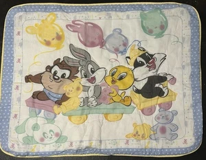 Vintage Baby Looney Tunes Crib Blanket Day at Zoo 42 x 31.5 Inches - Picture 1 of 5