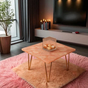 Natural Pink Agate Coffee Table – Handmade Crystal Stone Table for Living Room - Picture 1 of 11