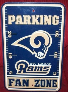 ST. LOUIS RAMS PARKING FAN ZONE 11X17 WINCRAFT PLASTIC SIGN - Picture 1 of 1