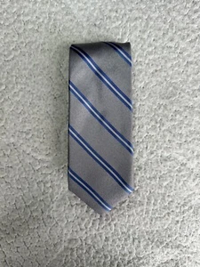 IZOD 100% Polyester Mens Neck Tie Grey Blue White Striped 3” inches - Picture 1 of 8