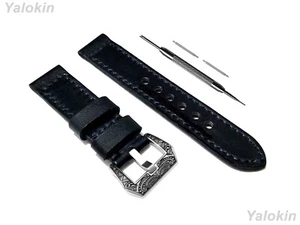 Black Brushed Leather Band Strap for Garmin Venu 2 & First Avenger -B22 - Picture 1 of 9
