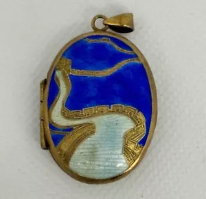 Antiguo COLGANTE MEDALLÓN de Colección Chino ESMALTE PLATA ESTERLINA Gran Muralla China #1 - Imagen 1 de 5