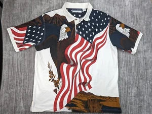 Vintage Royale Air USA Polo Shirt Patriotic Eagle Flag America July 4th Mens XL - Picture 1 of 10