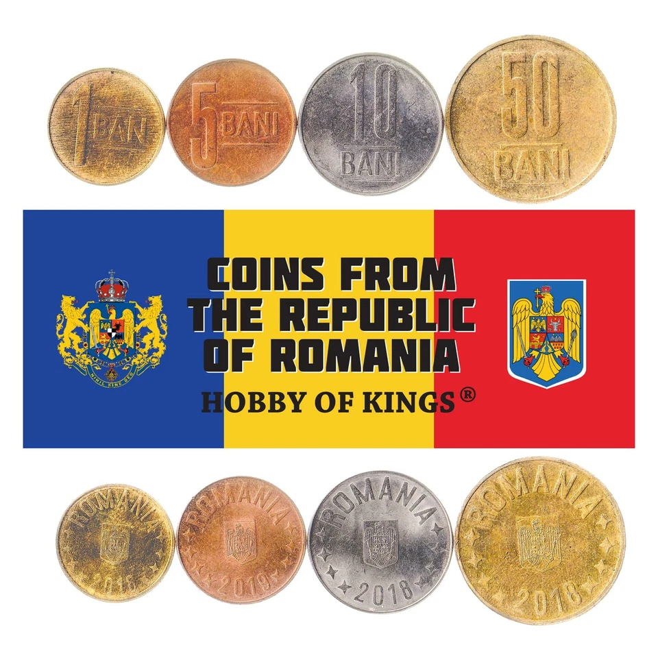 Romanian 4 Coin Set 1 5 10 50 Bani | Eagle | 2018 - 2021 - Image 1 of 2