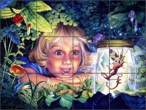 Azulejos mural salpicadero cerámica águila hada arte de fantasía BEA013 - Imagen 1 de 1