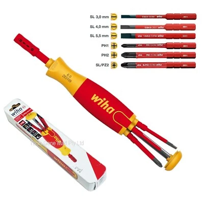 Wiha 2831 Slim 1000V Insulated Screwdriver Set Liftup Magazine Bit Holder 38613 - Image 1 of 4