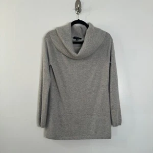 Ann Taylor Damen Kaschmir Pullover Wasserfallausschnitt gerippt grau Größe M kuschelig schick Herbst - Bild 1 von 15
