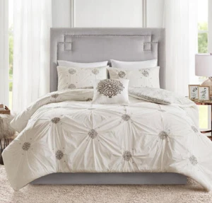 Madison Park 4 PC Duvet Cover Set Grey/ Ivory. Full/Queen.🖤 - Picture 1 of 4