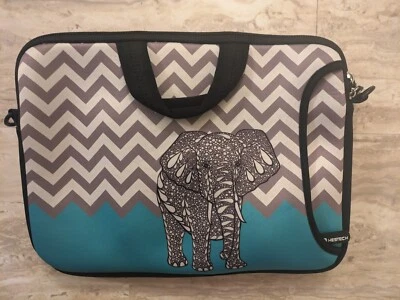 HESTECH Neopreno Computadora Bolso de Mano iPad Funda Protector Chevron Elephante Foto 1 de 2