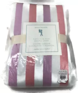 Pottery Barn Kids Bright PomPom Quilted Standard Pillow Sham Lilac Pink New - Picture 1 of 7