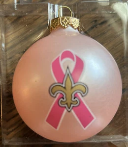 New Orleans Saints NFL Christmas Ornament Breast Cancer Awareness Pink Ribbon - Picture 1 of 6