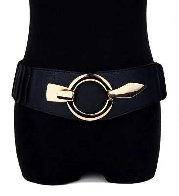 Ella Jonte Stretchgürtel schwarz gold Taillengürtel elastischer Gürtel 75- 95 cm - Bild 1 von 3