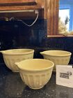 Nest Of 3 Henn By  Design Pottery  Batter Bowls in  Buttery Yellow - Gently Used