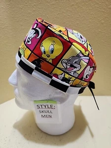 Looney Tunes Blocks Men's Skull/Chemo Surgical Scrub Hat/Cap Handmade - Picture 1 of 7