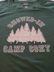 Sonoma Damen T-Shirt grün "Snowed In Camp Cozy" Flügelärmel Gr. XXL Neu mit Etikett - Bild 1 von 9