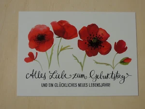 1x Postkarten Klatschmohn Alles Liebe zum Geburtstag . . . Silke Leffler Mohn - Bild 1 von 2