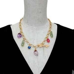 Collar de Gargantilla Enchapado en Oro Enchapado en Oro Amatista de Jade Jade Piedras Preciosas Múltiples - Imagen 1 de 6