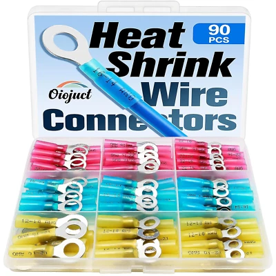 90Pcs Heat Shrink Wire Connectors Electrical Kit - Oiojuct Marine Automotive - Image 1 of 4