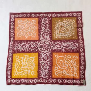 Pañuelo Bandana Algodón Rojo/Naranja Paisley Serigrafía Hecho en India 25" Transparente - Imagen 1 de 4