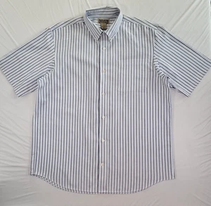 Duluth Mens Shirt Button Up Large Short Sleeve Striped Pocket Cotton - Picture 1 of 9