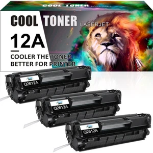 3 Toner Cartridge fits for HP Laserjet 1015 1020 1012 1018 1022 1022nw Q2612A - Picture 1 of 7