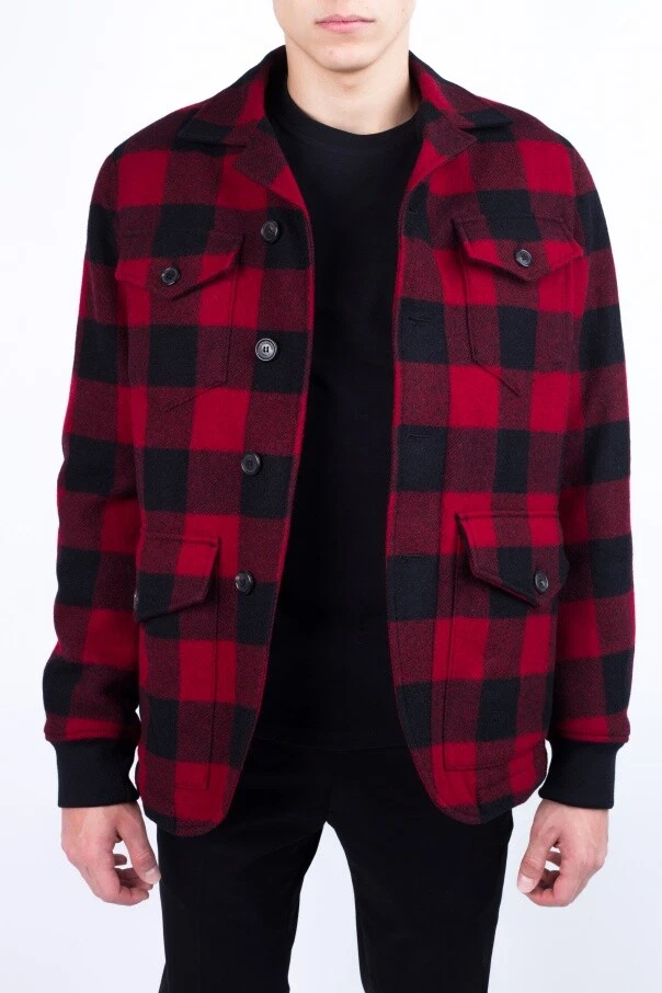 DSQUARED2 CHECKED WOOL JACKET RED ICON SIZE 50 ITALY           - Image 1 of 1